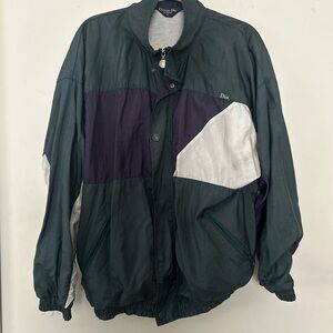 Dior Men’s Colorblock Windbreaker in Dark Green, Purple & White